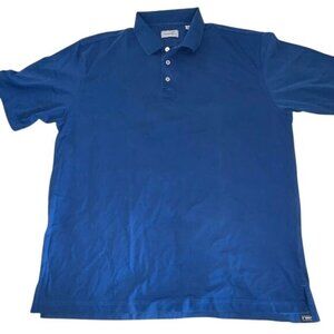 Ashworth Mens Blue Polo Shirt 3-Groove Cotton Hybrid USA 2XL/EU 3XL Short Sleeve